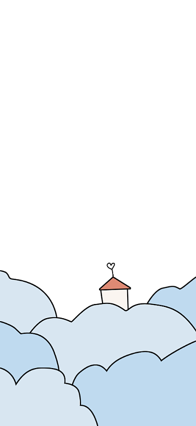 手绘海浪上的爱心灯塔手机壁纸背景