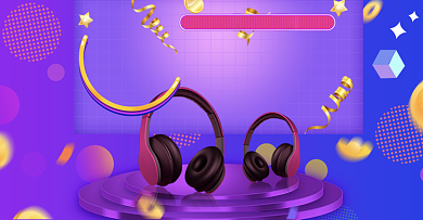 紫色创意数码产品双十一海报背景