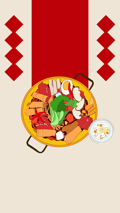 简约卡通重庆火锅宣传促销文章配图背景