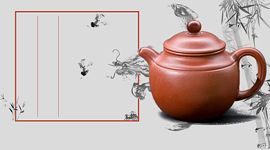 紫砂壶艺术展水墨风广告banner背景