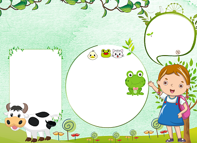 绿色清新爱护动植物电子小报背景