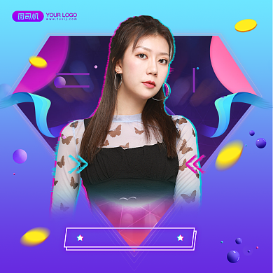 双十二促销直播首秀渐变手机方图背景