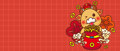 红色牛年2021卡通公众号首图背景