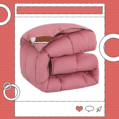 冬季羽绒被手绘卡通促销主图背景