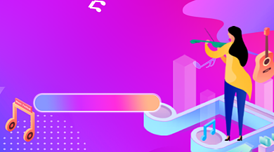 紫色卡通音乐培训课程封面背景