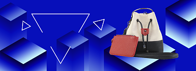 蓝色立体双十一女包促销banner背景