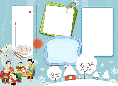 冬至全家包饺子雪景下雪团圆小报背景