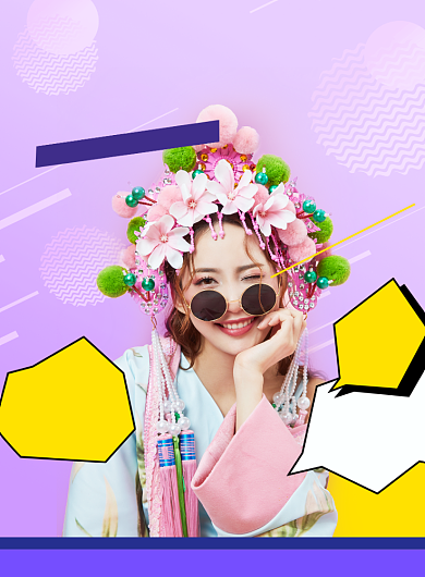 时尚撞色缤纷圣诞摄影促销海报背景