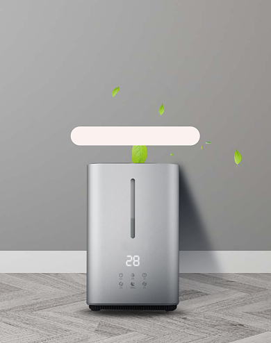 灰色简约空气净化器海报数码家电海报背景