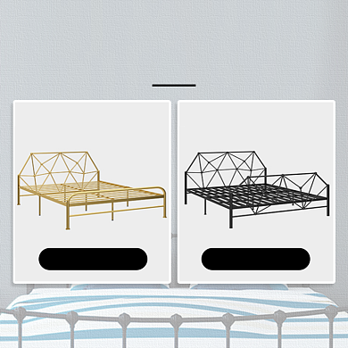 家居铁艺床颜色展示简约促销主图背景