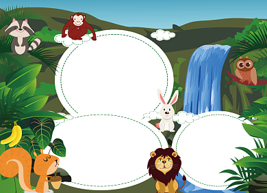 绿色卡通爱护动植物小报手抄报背景