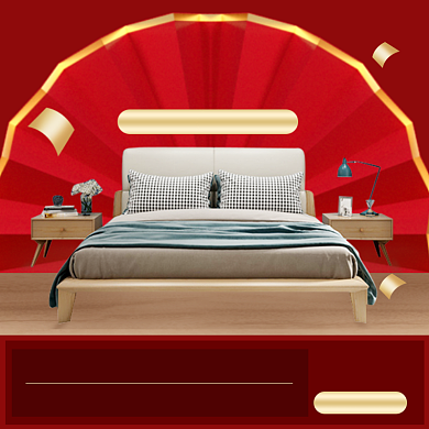 家装实木家具床中国风促销主图背景