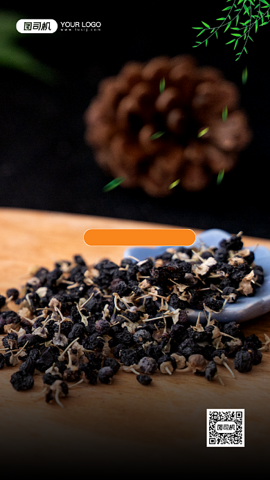 冬季养生黑枸杞摄影图优惠宣传手机海报背景