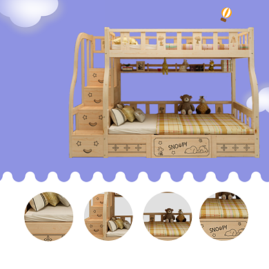 家居儿童上下铺床细节展示母婴家具主图背景