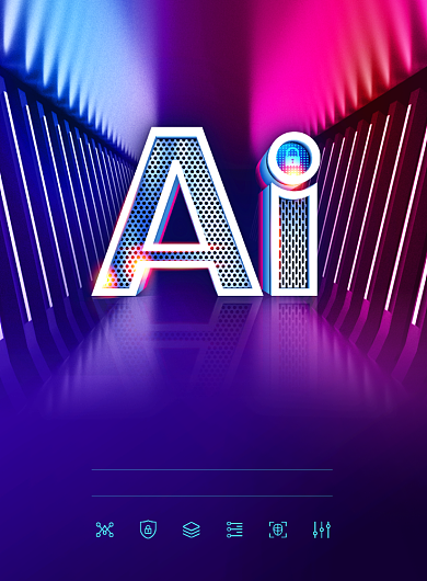 人工智能AI蓝色商务科技印刷海报背景