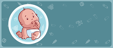 蓝色卡通手绘新生儿育儿知识公众号首图背景