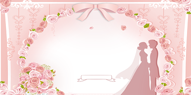 婚礼粉色玫瑰浪漫风台卡台签桌牌背景