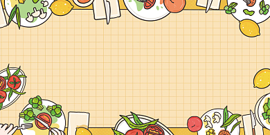 食品安全黄色卡通关爱健康宣传展板背景