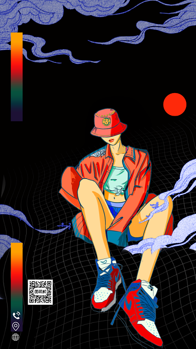 服装秒杀活动插画手机海报背景