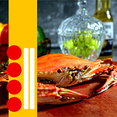 大闸蟹海鲜食品淘宝主图直通车模板背景