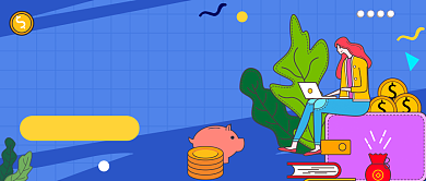 蓝色插画投资理财公众号首图背景