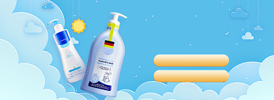原装进口婴儿洗护用品蓝色清新海报banner背景