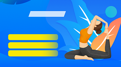 蓝色卡通排毒瑜伽教学课程封面背景