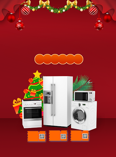 红色大气圣诞家年华家电促销海报背景