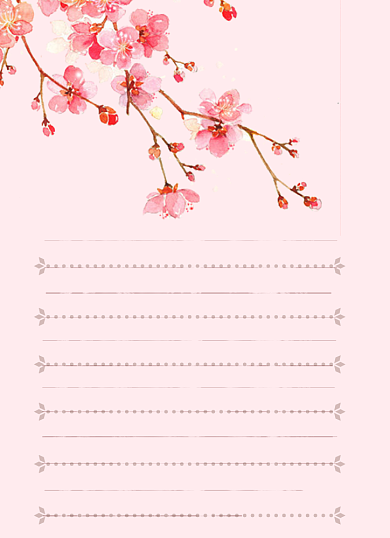 感谢信复古风樱花粉色感恩父母信纸背景