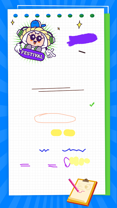 蓝色可爱卡通新年愿望清单竖版配图背景