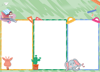 绿色卡通二年级数学小报简单手抄报背景