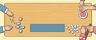 冬至时节包饺子比赛手绘卡通公众号首图背景