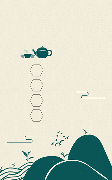 新春茶礼古风简约食品标签不干胶背景