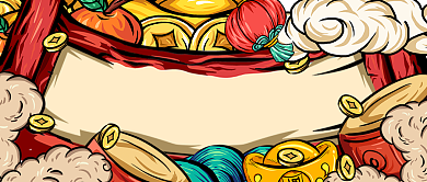 卡通手绘新年祝福公众号封面背景