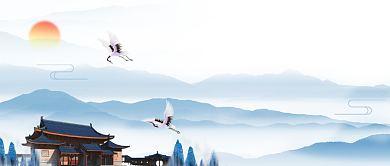 新中式房地产复古水墨风公众号首图背景