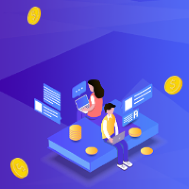 理财入门紫色插画公众号次图背景