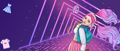 美妆主播霓虹灯卡通公众号首图背景