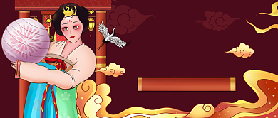 国潮汉服手绘卡通公众号首图背景