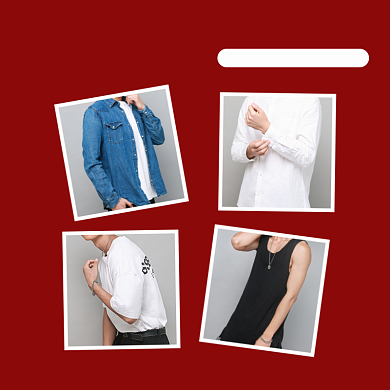 男装清仓红色简约拼图主图直通车背景