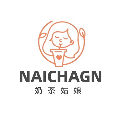 奶茶店咖啡厅小清新女孩LOGO