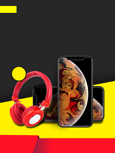 科技产品手机耳机促销电商主图背景
