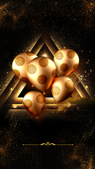 跨年派对邀请函黑金手机海报背景