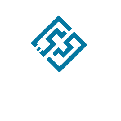 蓝色中字建筑logo背景