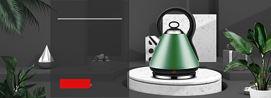 黑色时尚电热水壶冬季家电促销海报背景