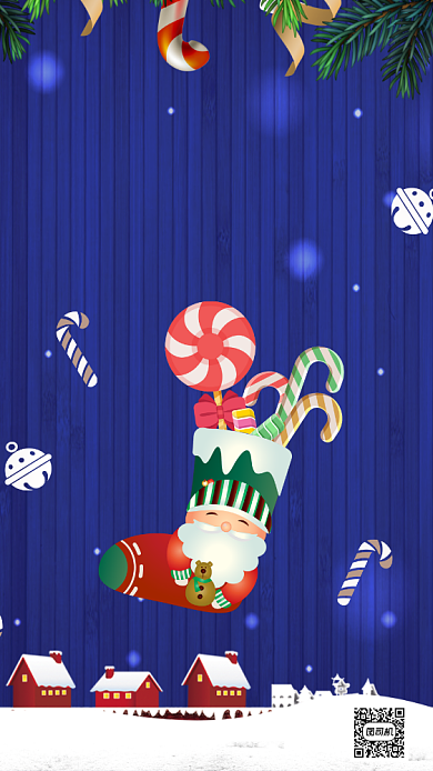 圣诞节圣诞快乐卡通插画节日手机海报背景