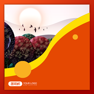 迎新年画展邀请函简约手机方图背景