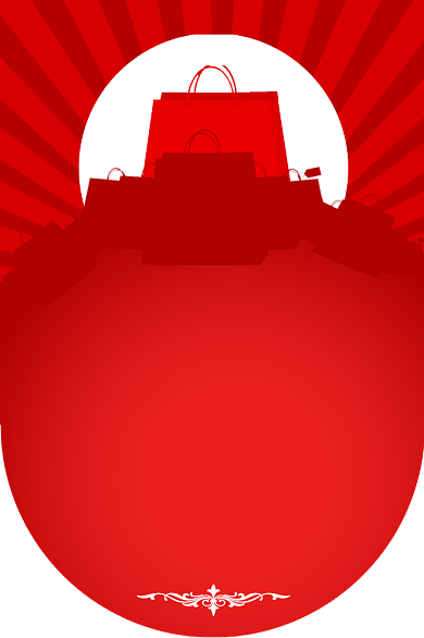 年终大促简约扁平红色购物促销吊旗背景