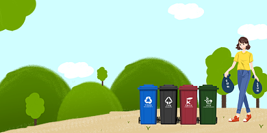 垃圾分类公益广告手绘卡通印刷展板背景