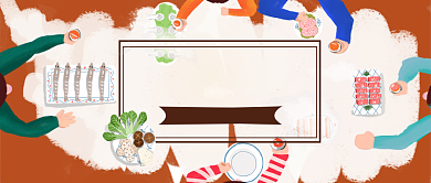 盛夏好时节卡通美食公众号首图背景