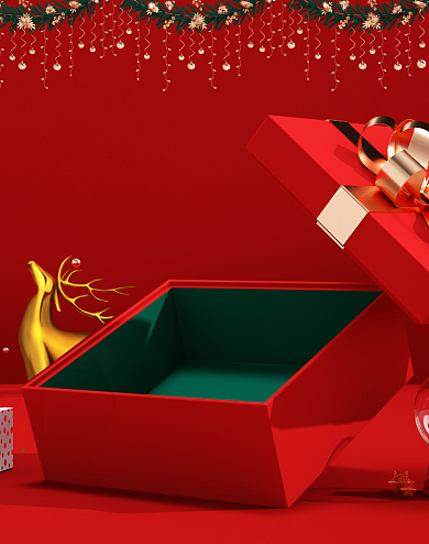 红色双旦节日礼遇季电商竖版海报背景